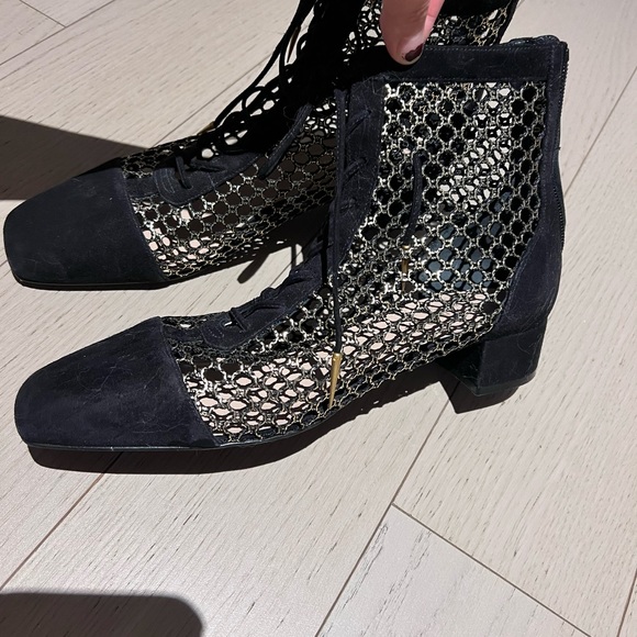CHRISTIAN DIOR
Suede Calfskin Fishnet Naughtily-D Ankle Boot - Picture 2 of 4